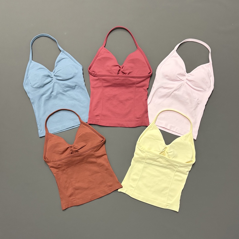Suspender Tank Top - 짐 여성용 스포츠 탱크탑 심리스 홀터