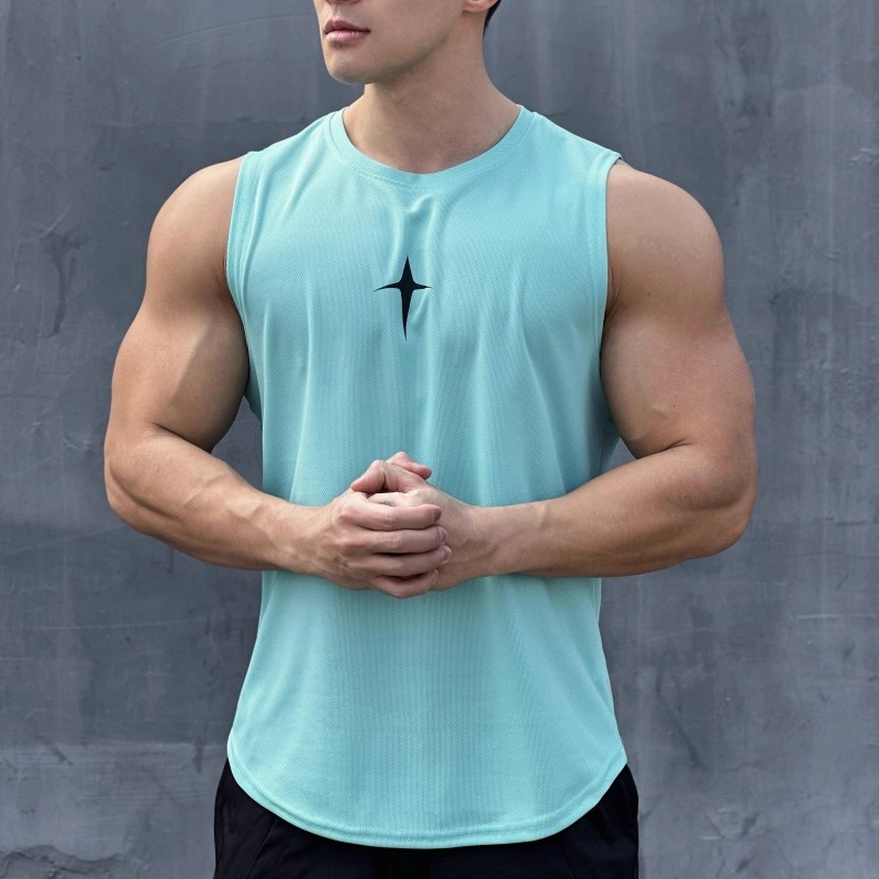 여름 민소매 조끼 야외 캐주얼 스포츠 탱크탑 피트니스  - Undershirt Crew Neck 리뷰 및 가격