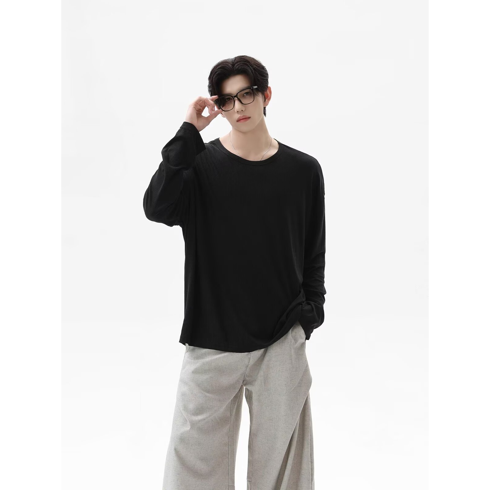 2026 가을 신상 텍스처 긴팔 티셔츠 유니섹스 루즈핏 - Undershirt Crew Neck 리뷰 및 가격